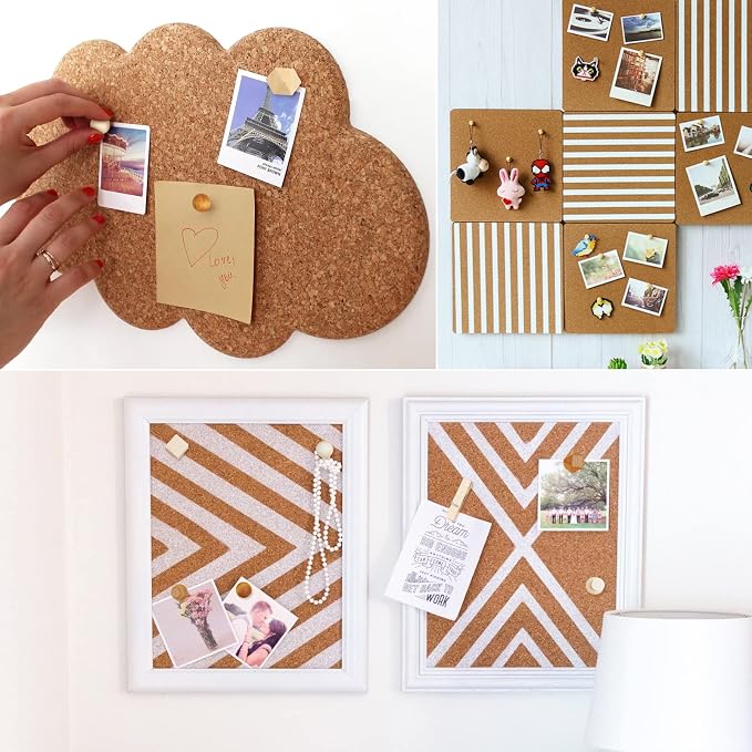 120Pcs Wooden Thumb Tacks, 7 Shapes Push Pins