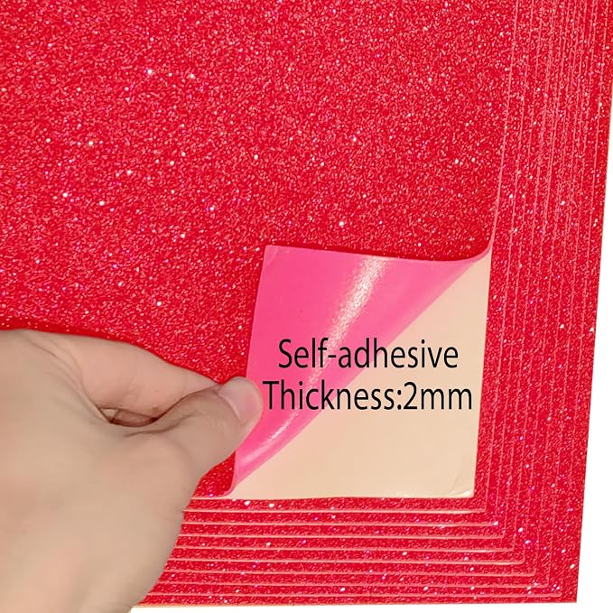 SALEMAR Red Sticky Glitter Foam Sheets