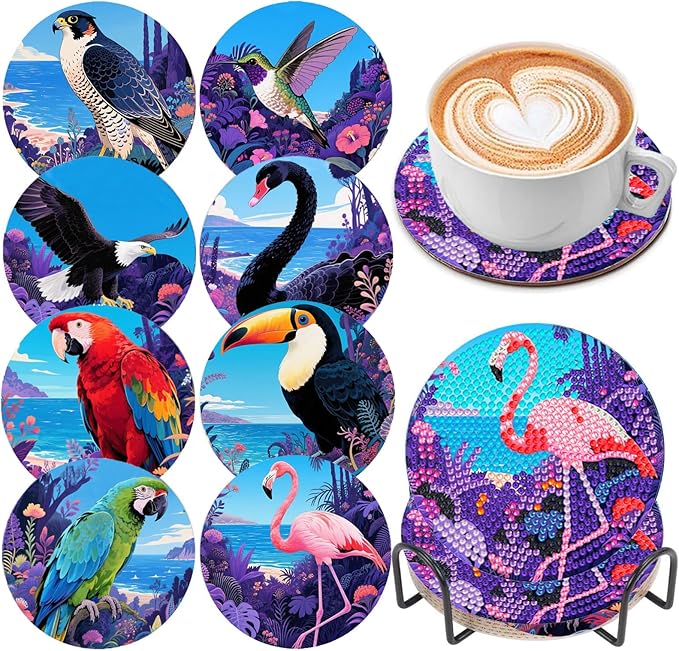 DOZEEZOP 8-Pack Diamond Art Coaster Kit