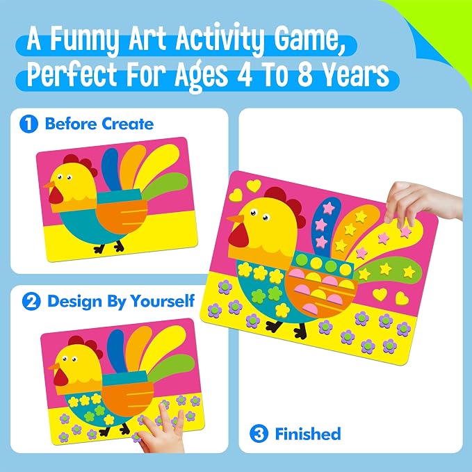 SpriteGru Foam Sticker Art Activity, 20 Farm Animal Art Boards