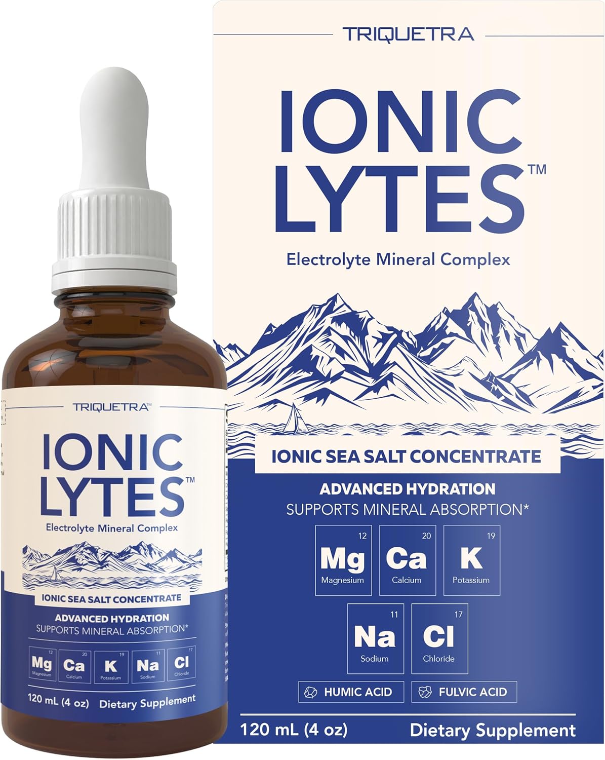 Ionic Lytes™ Electrolyte Mineral Complex with Ionic Sea Salt, Fulvic & Humic Acid - Supports Hydration, Electrolyte & Mineral Balance & Muscle Function (4 oz) - Soy-Free, Gluten-Free, cGMP