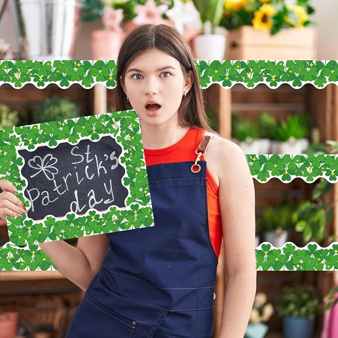 69Ft St. Patrick's Day Shamrock Bulletin Board Borders Irish Paper Bulletin