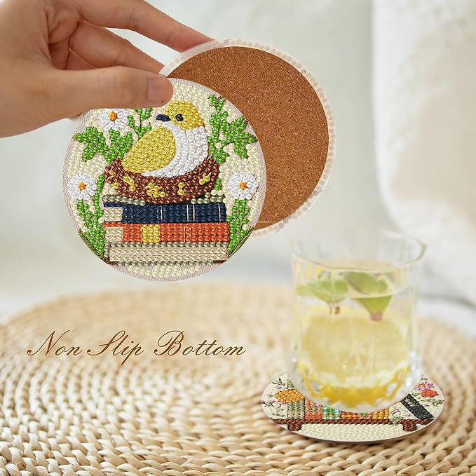 Axquilon 8 Pcs Books Diamond Art Coasters Kit