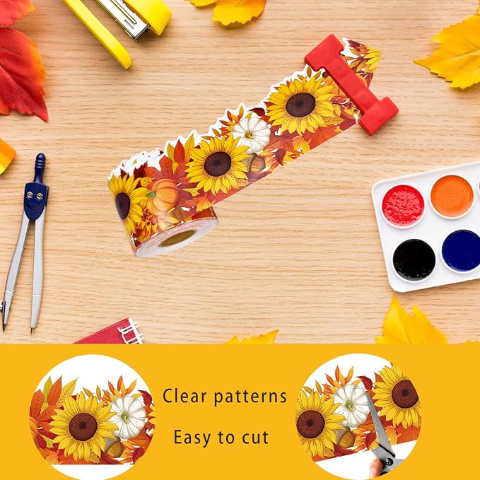 68.9 Feet Sunflower Maple Leaves Pumpkins Theme Bulletin Board Borders