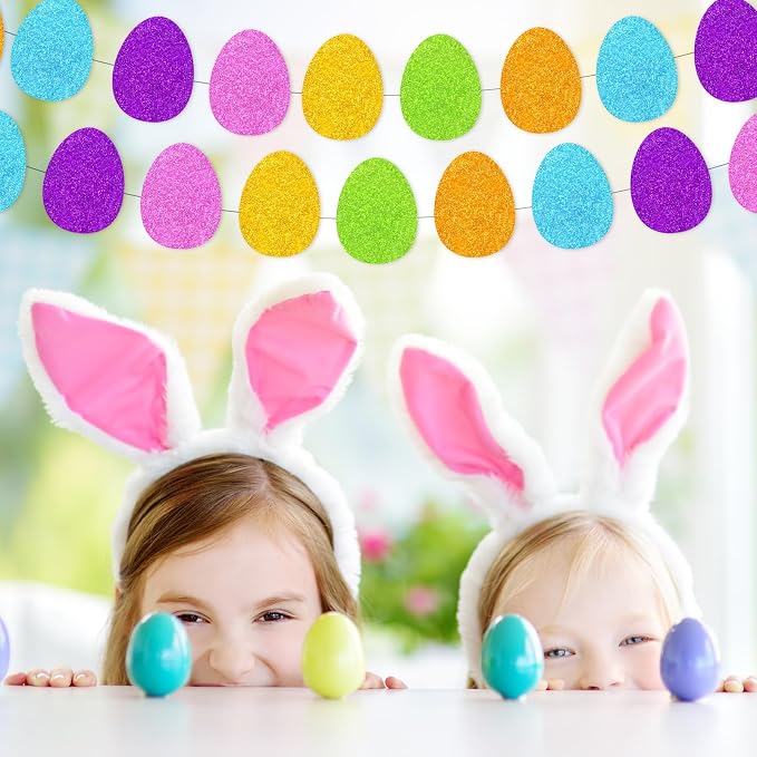 Whaline 54 Pcs Glitter Easter Egg Cutouts Colorful Egg Bulletin Board