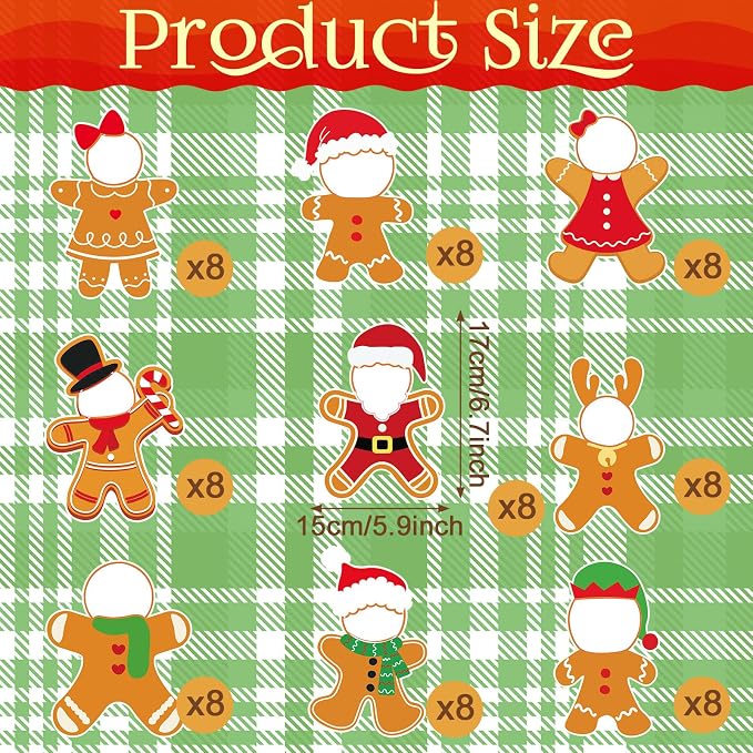 Gersoniel 72 Pcs Kid Christmas Gingerbread Man Decor Bulletin Board Cutout |