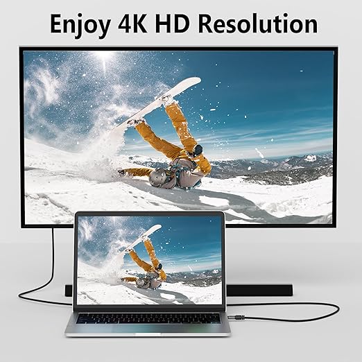 4K USB C to DVI Cable 6 FT, USB Type-C to DVI-D Adapter Cord, (Thunderbolt 3/4) Compatible with iPhone 16/15 Series, MacBook Pro/Air, iPad Pro, iMac, Galaxy S24, XPS, Surface Book 3 and More, Real 4K