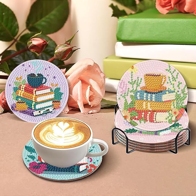 8 Pcs Book Diamond Art Coasters Kit