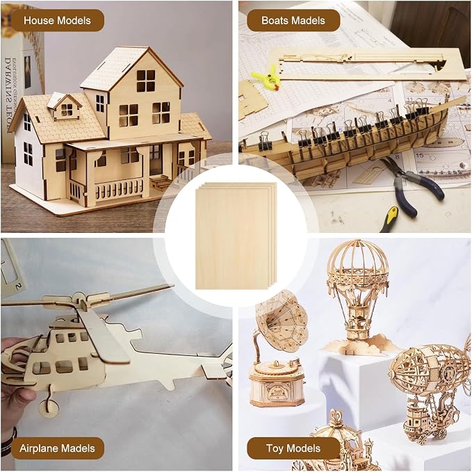 24Pcs 16 x 12 x 1/8 Inch Basswood Sheets, Unfinished Wood Boards, 3mm Basswood