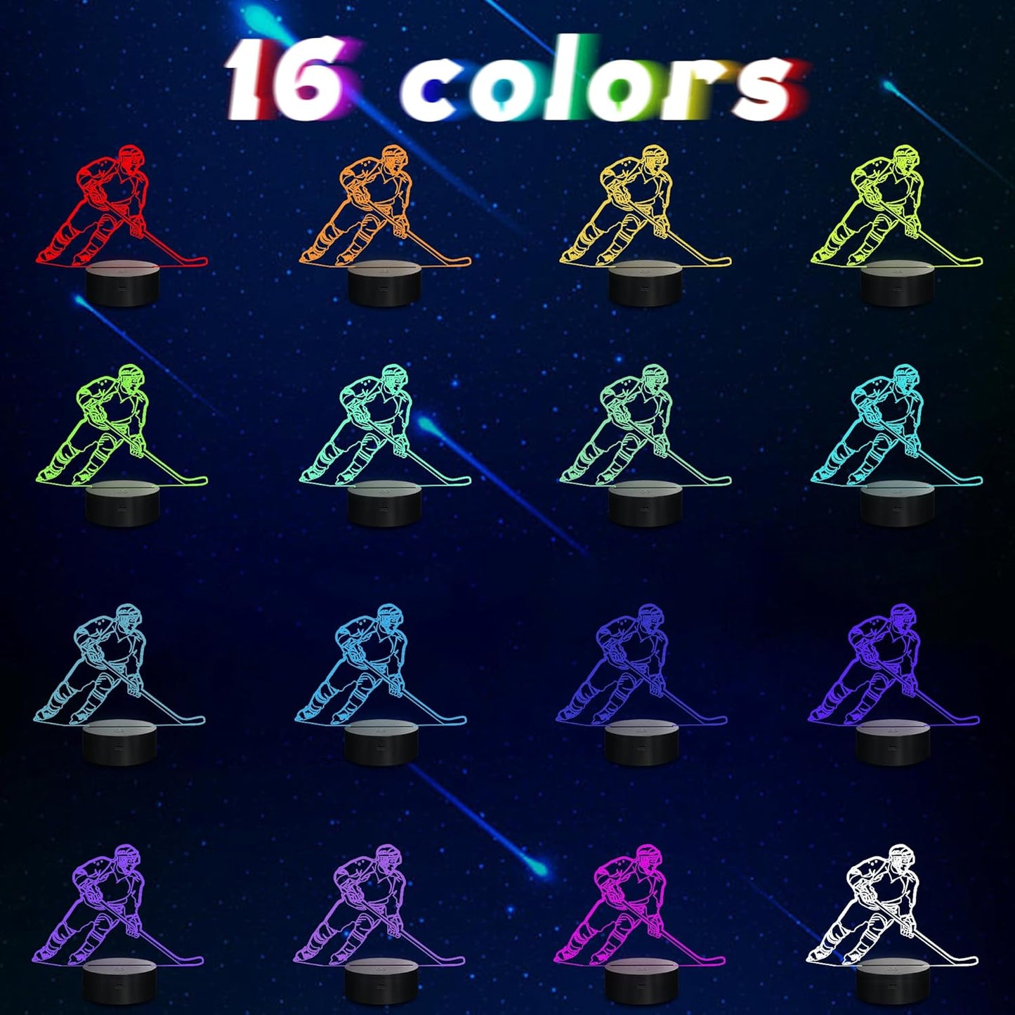 Hockey Gifts, 3D Rangers Hockey Lamp with 16 Color Changing Remote Control and Timer, Perfect Christmas and Birthday Gift for Rangers Hockey Lovers Boys Kids Teens