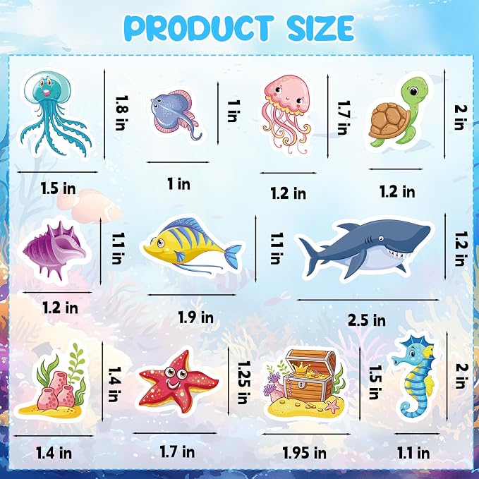 300Pcs Ocean Sea Animal Foam Stickers, Colorful Ocean Foam Crafts Stickers