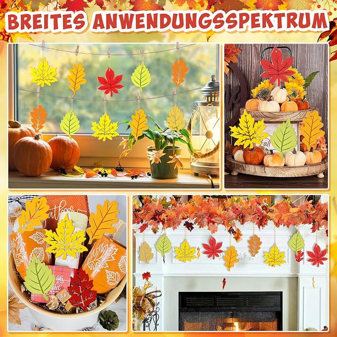 36PCS Wooden Fall Ornaments to Paint Thanksgiving Decorations, 6 Styles DIY