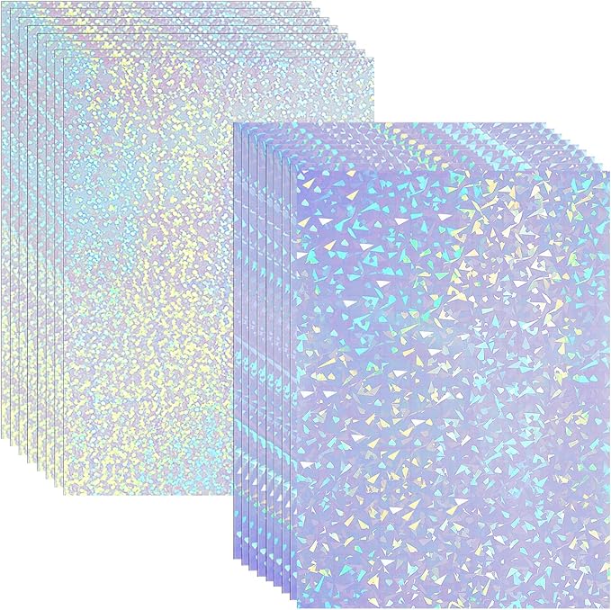 Clabby 36 Sheets Holographic Sticker Paper A4 Vinyl Holographic Laminate Sheets