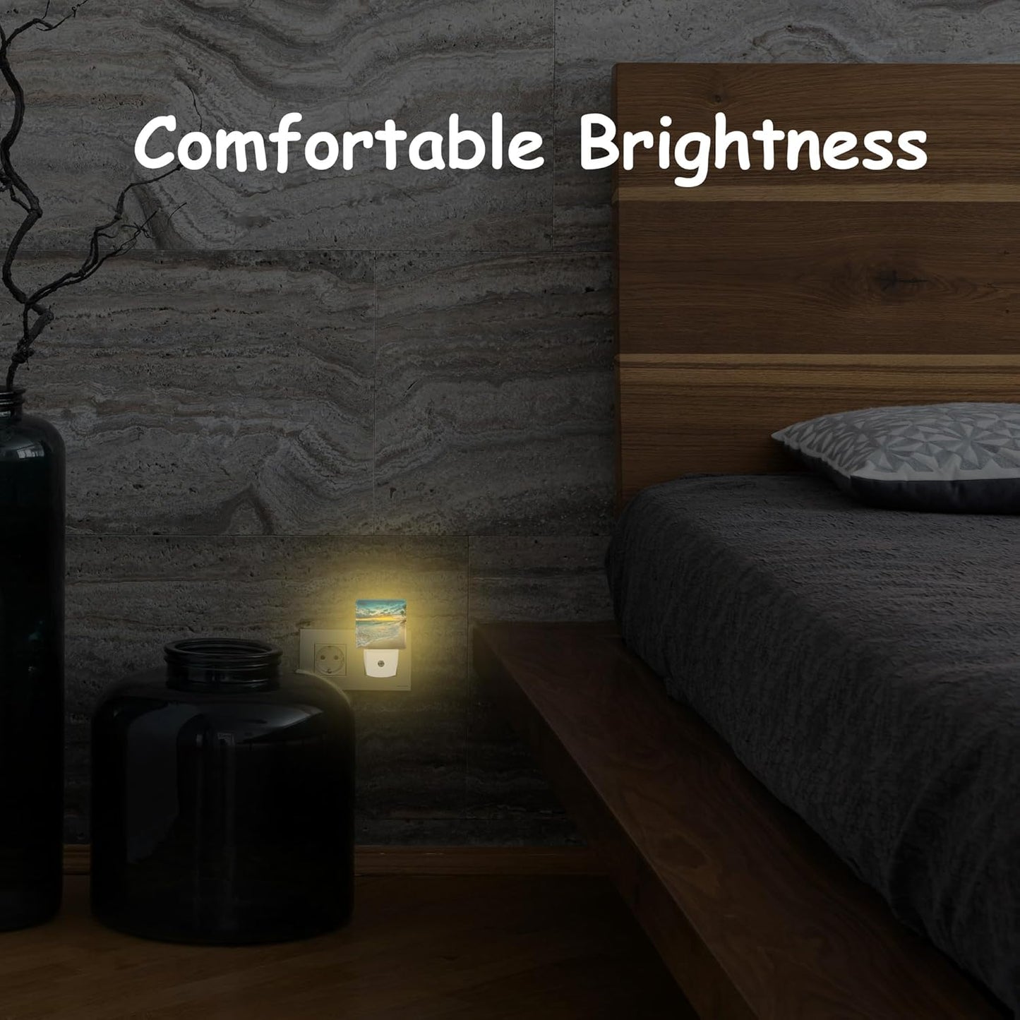 Sunrise on Tropical Beach Plug Night Light,Coconut Trees Night Light Lamp Auto Sensor Energy Efficient Dusk to Dawn Lights for Girls Boys Women Room Decor,Hallway,Kitchen,Bathroom,Nursery,Stairs