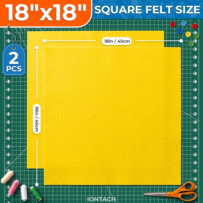 IONTACH 18" X 18" Soft Felt Sheets 1.6mm Thick | Acrylic Felt Fabric Sheets