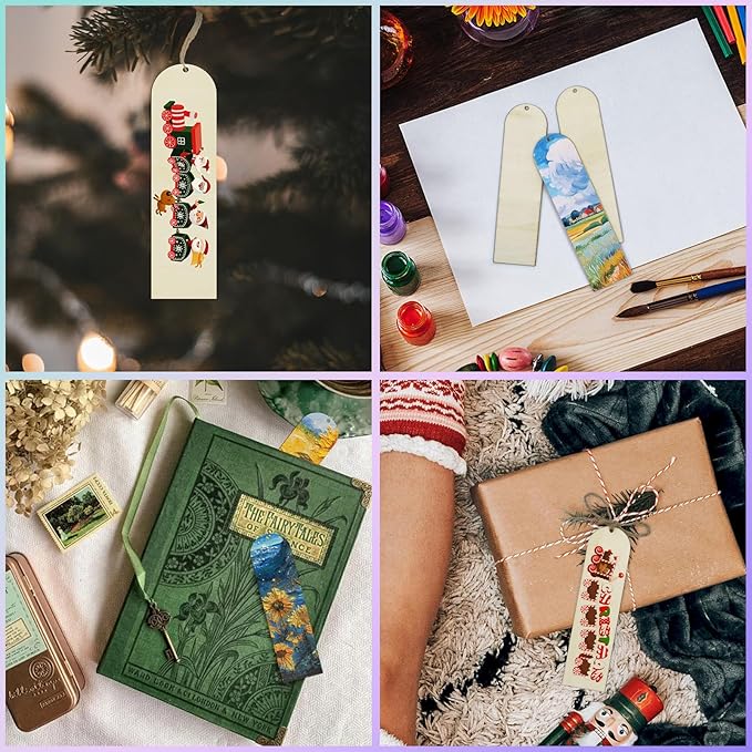 100 PCS Unfinished Wood Bookmark, Arch Wooden Bookmark DIY Bookmarks Tag Label