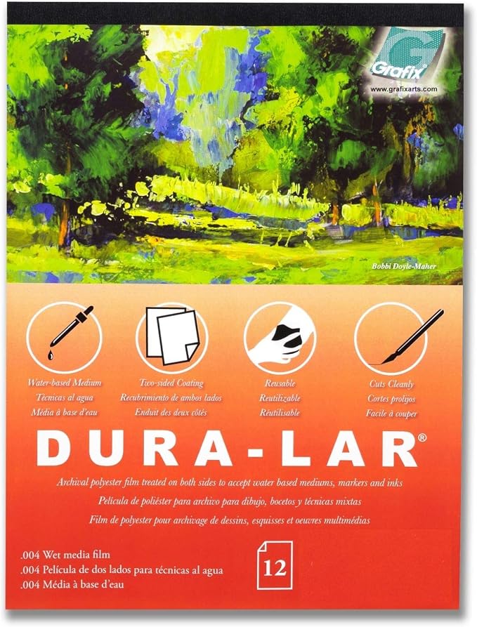 Grafix Dura-Lar 0.004" Film, Ultra Clear Wet Media 14"x17", Plastic Film Coated