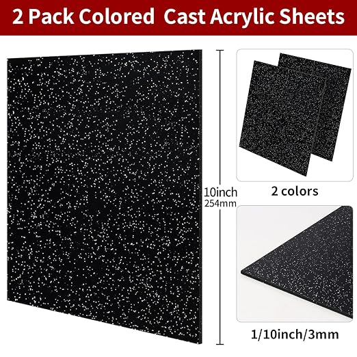 Glitter Acrylic Sheets 12 x 12 inch 1/8" Thick