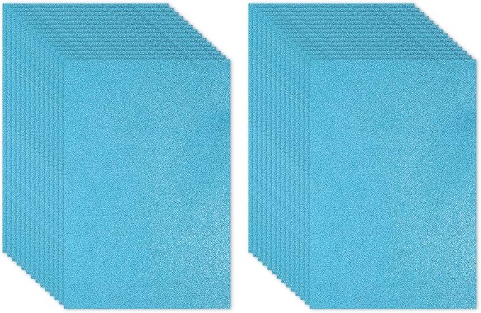 PATIKIL 30Sheets Light Blue EVA Glitter Foam Sheet 11.8 x 7.9 Inch 2mm Thick