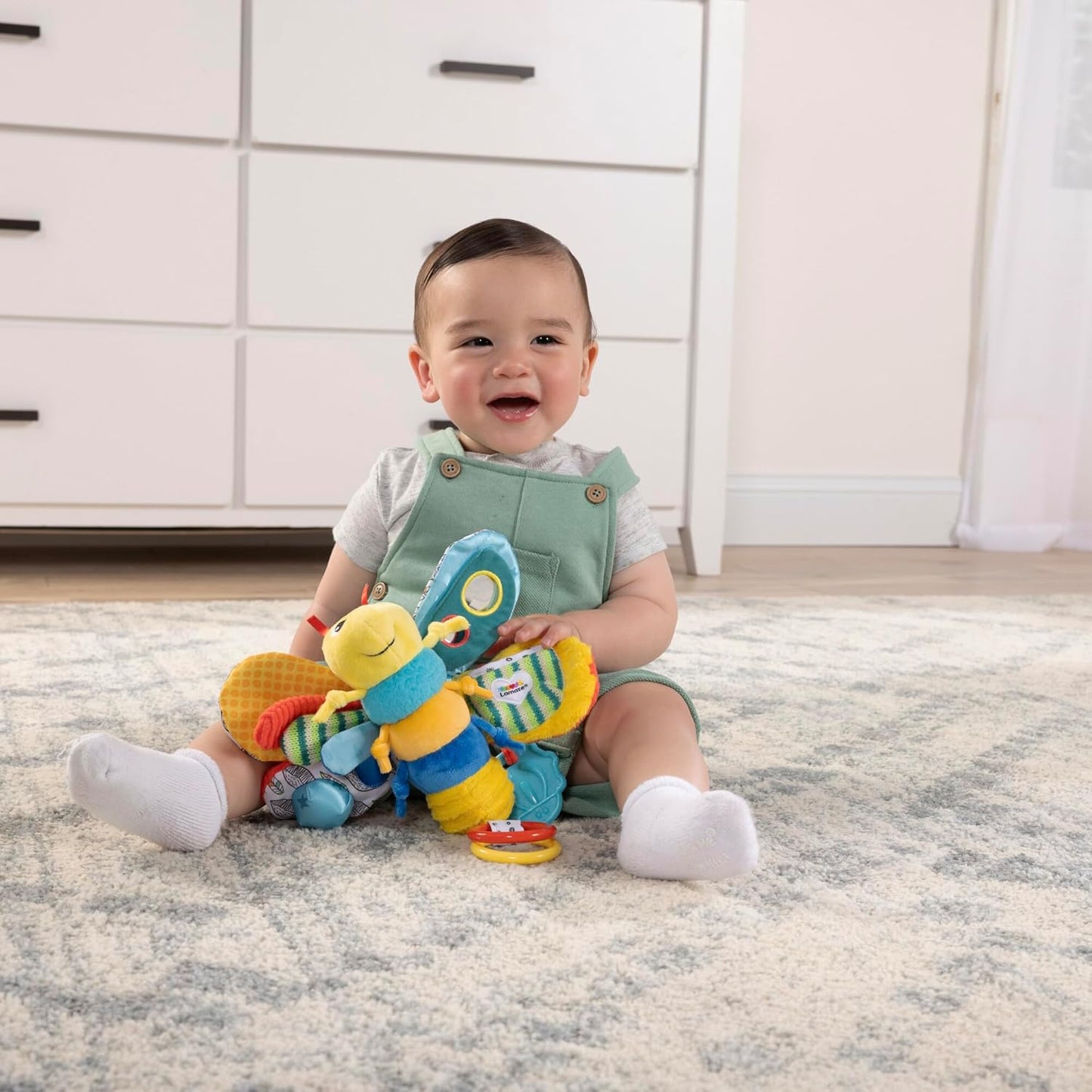Baby/Infant/Newborn/Children Toy|Frieddy The Firefly With Clicking Rings – Ladybag Pull Out Teether – Wings With Crinkles - Knotties – Mirrors – Squeaker| HQ Toy For Girls/Boys|Hang On The Crib/Buggy
