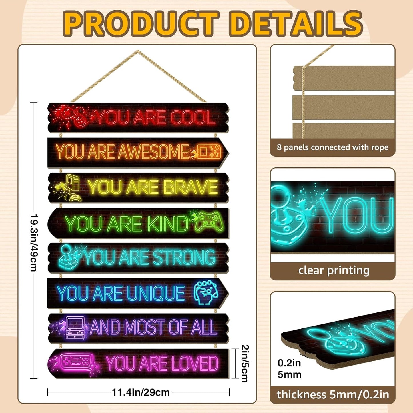 Room Decor for Boys Teens, Kids Room Decor, inspirational wall decoration, Kids Bedroom Decorations,Teen Bedroom Deco(Game)