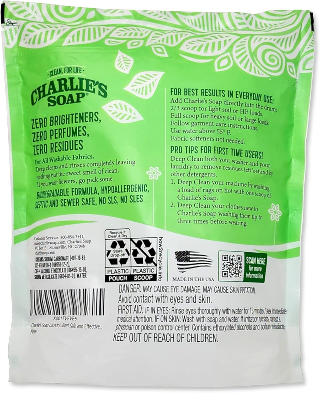 Charlie’s Soap Laundry Powder New (150 Loads, 1 Pack) Fragrance Free Hypoallergenic Plant Based Deep Cleaning Laundry Powder – Biodegradable Eco Friendly Sustainable Laundry Detergent
