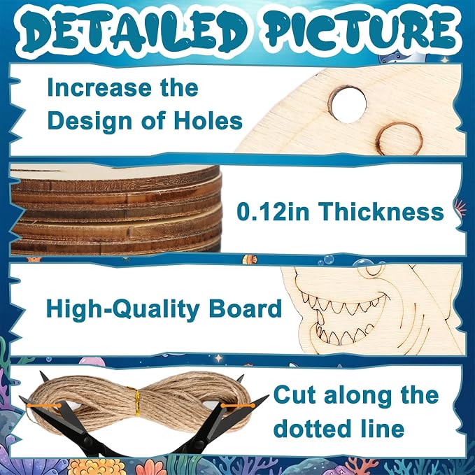 80PCS Unfinished Ornament Wood Crafts, Painting Blank Wooden Cutouts | DIY 10
