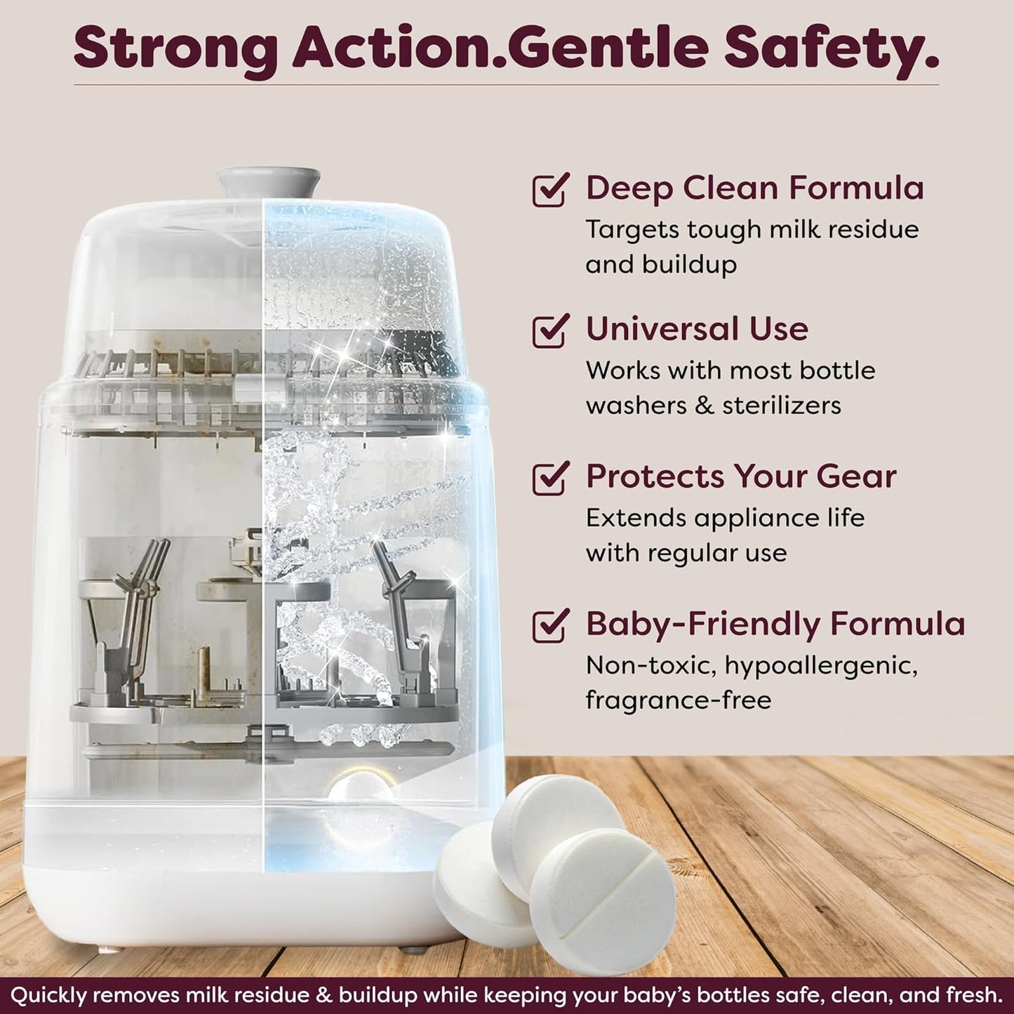 Descaling Tablets for Baby Bottle Washer Sterilizers & Warmers, Compatible with Momcozy & Baby Brezza Removes Stubborn Mineral Scale, Non-Toxic & Baby-Friendly, Extends Product Life 20ct - KOOLA Mom
