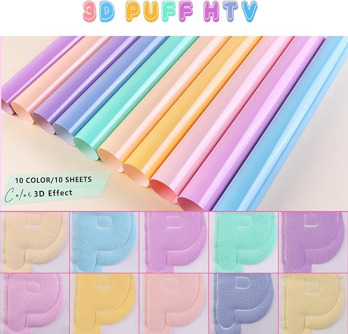 Tintnut Candy Color Puff Heat Transfer Vinyl, easy cut & weed, stretch washable