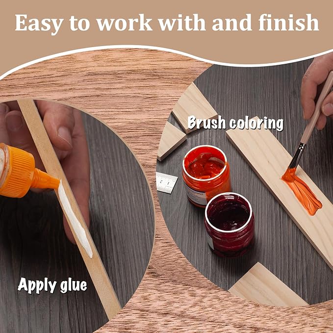 Wooden Dowels for Crafts, Wood Strips Trim Wood Slats Planks for Wall 1/4" × 2"