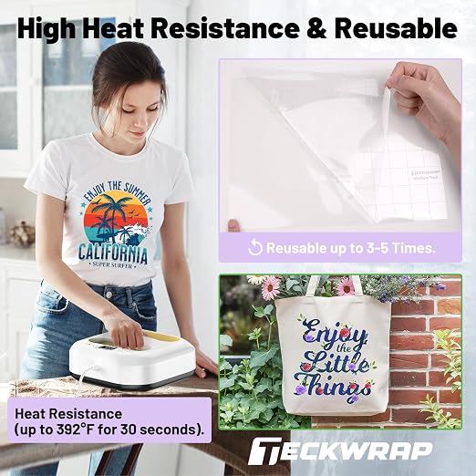 TECKWRAP Clear Transfer Tape for Vinyl -12INCH x 10 FT, Printable HTV, DIY