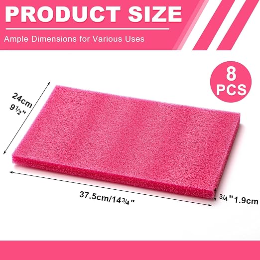 Pangda 8 Pcs 14.75" x 9.5" x 0.75" Pink Polyethylene Foam Sheets Anti Static