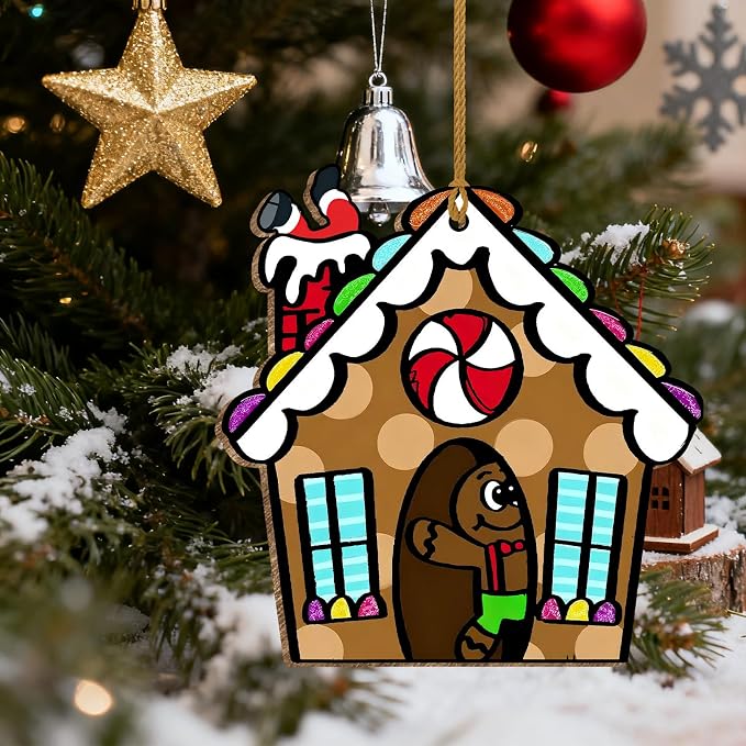 Large Size 7" Christmas Crafts for Kids Wooden Gingerbread House Ornaments