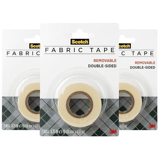Scotch Removable Fabric Tape, 3/4 in x 180 in, 3 Rolls – Double-Sided No-Sew