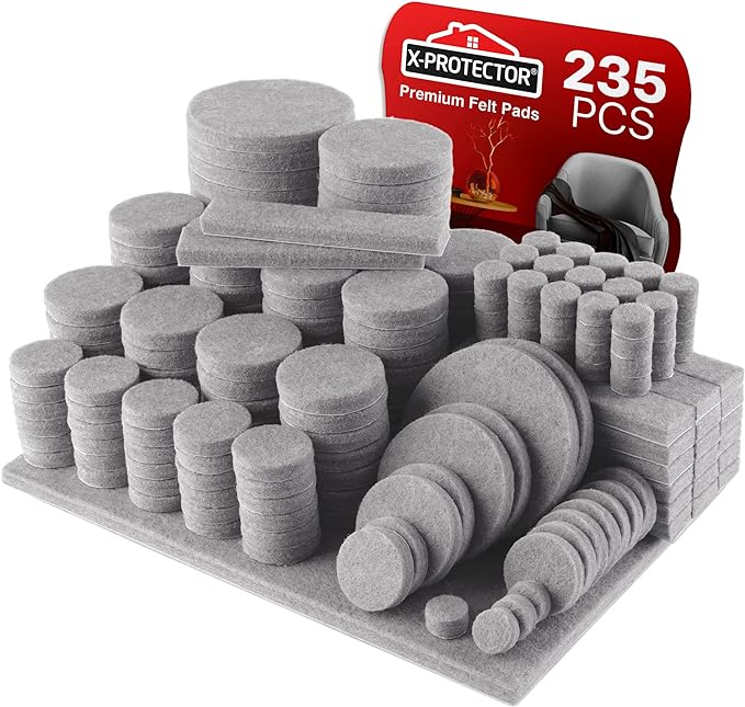 235pcs Gray Felt Furniture Pads X-Protector Huge Quantity of Furniture Pads |