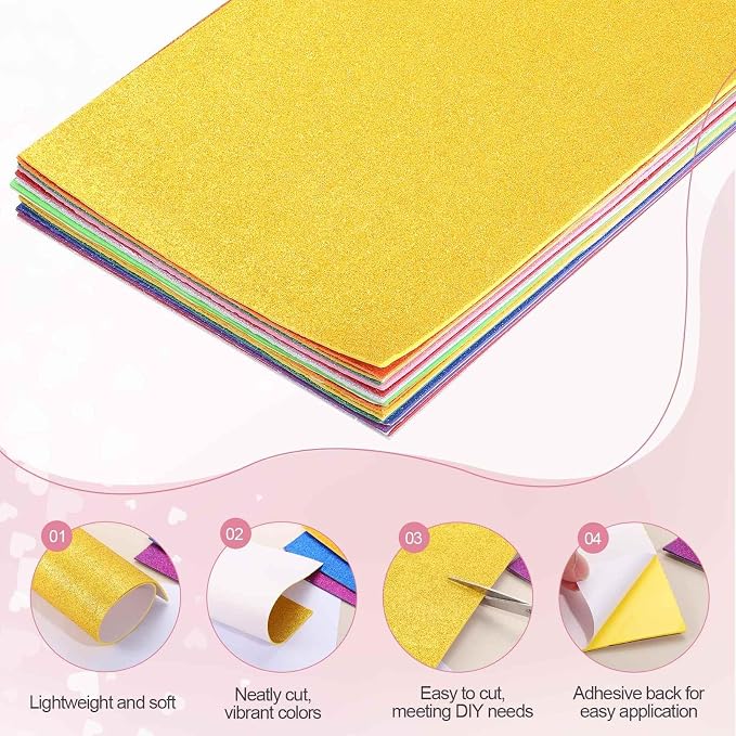 MECCANIXITY 5 Sheets Pink Shiny Foam Sheets