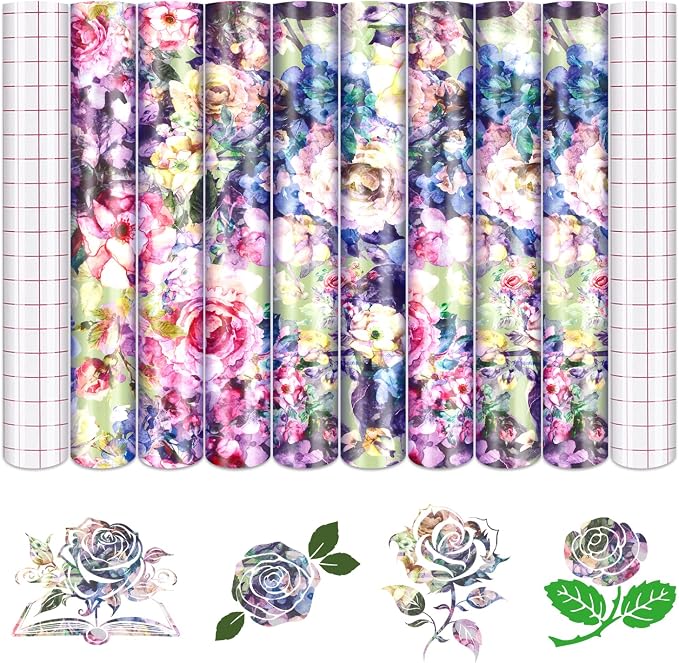 Tintnut Rose Pattern Permanent Vinyl 12x10in 8 Sheets Adhesive Vinyl |