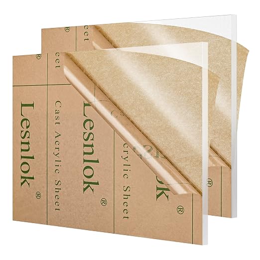 Lesnlok 11x17 Acrylic Sheets 1/8 inch Thick 3mm 2 Pieces Clear Plexiglass Sheet