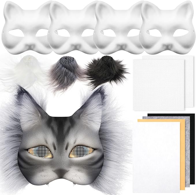 Seenelling DIY Therian Mask Kit Blank Cat Mask