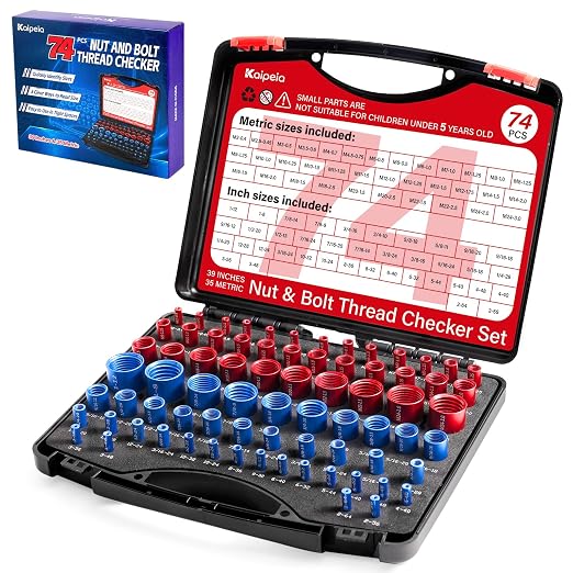 Thread Checker, 39 Inches & 35 Metric Rustproof Bolt Size Finder, Screw