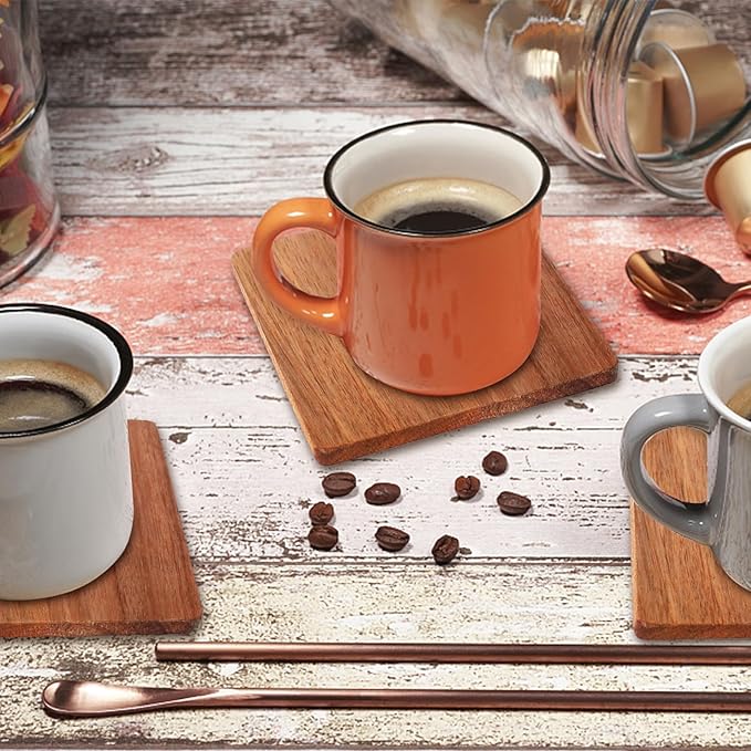 10 Pieces Unfinished Wood Coasters, 4 Inch Square Acacia Wooden Coasters