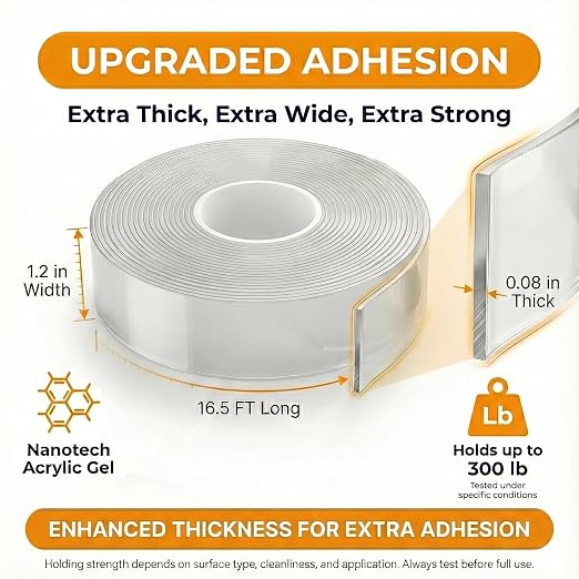 Bekhic® Double Sided Tape Heavy Duty, Picture Hanging Adhesive Strips Poster