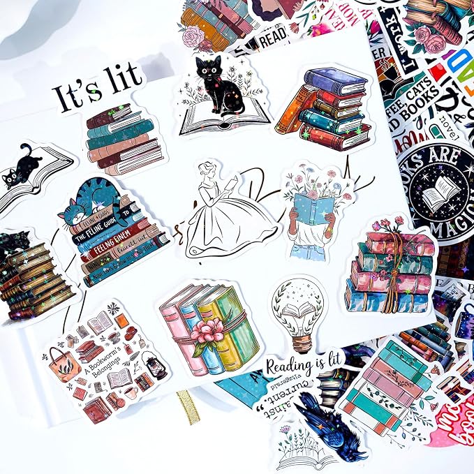 Glitter Reading Stickers for Bookish Adults, Reading Rewards for Students