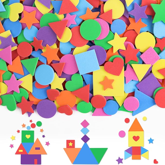 1600Pcs Foam Stickers, 8 Colors Foam Shape Stickers