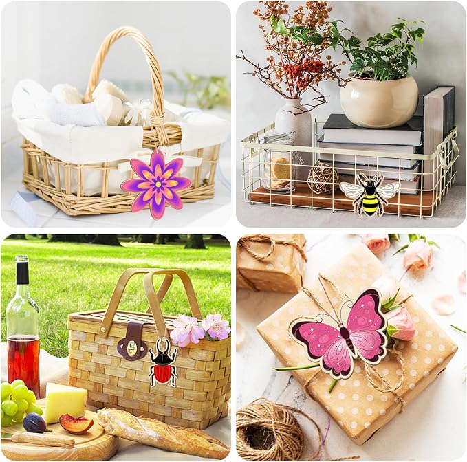 36PCS Wooden Spring Ornaments to Paint, 6 Styles DIY Blank Unfinished Wood