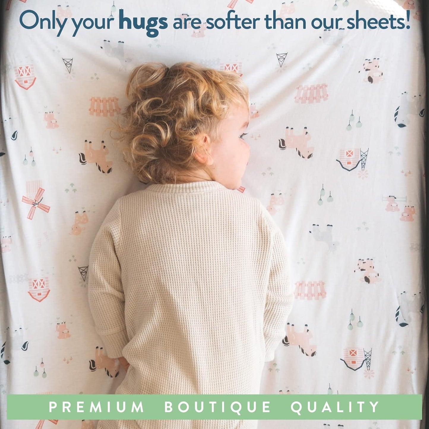 Bedside Sleeper Bassinet Sheets 35x20 Compatible with MiClassic, Milliard Bassinet and Large Bedside Sleepers – Snuggly Soft 100% Jersey Cotton – Farm Animals – 2 Pack