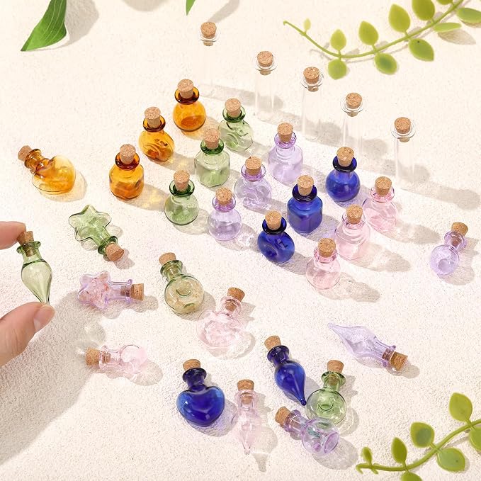 Geiserailie 80 Pieces Tiny Glass Bottles Spell Jars