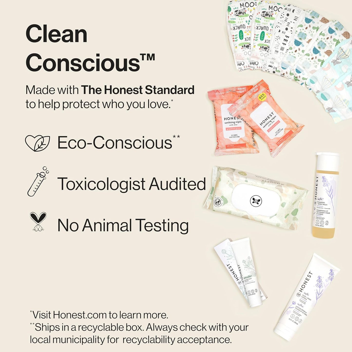 The Honest Company Baby Arrival Gift Set Newborn Essentials Welcome Box Diapers Wipes Personal Care Diaper Rash Cream