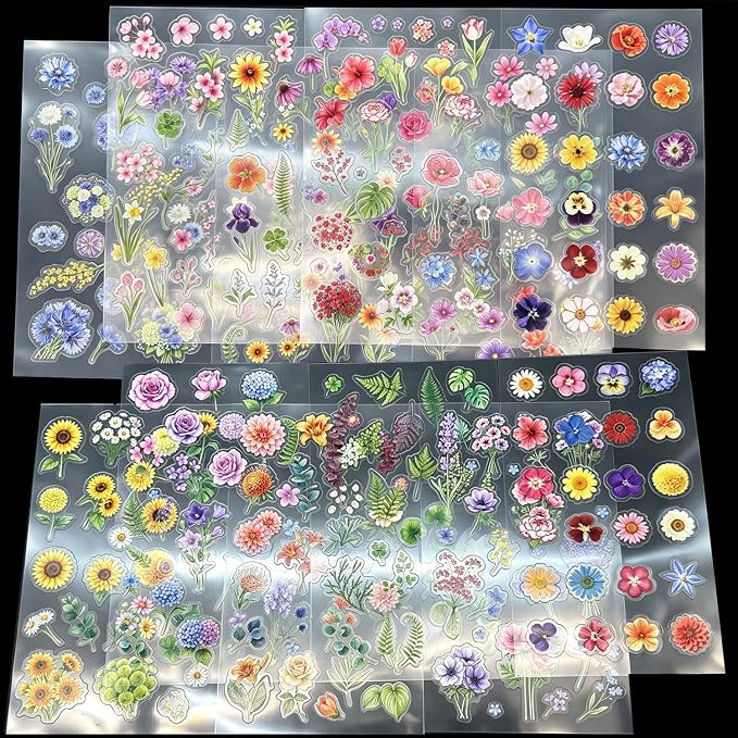316PCS Transparent Flower Stickers: