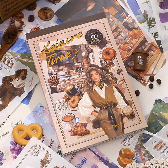 Vintage Washi Stickers for Scrapbooking, People Sticker Book for Journaling